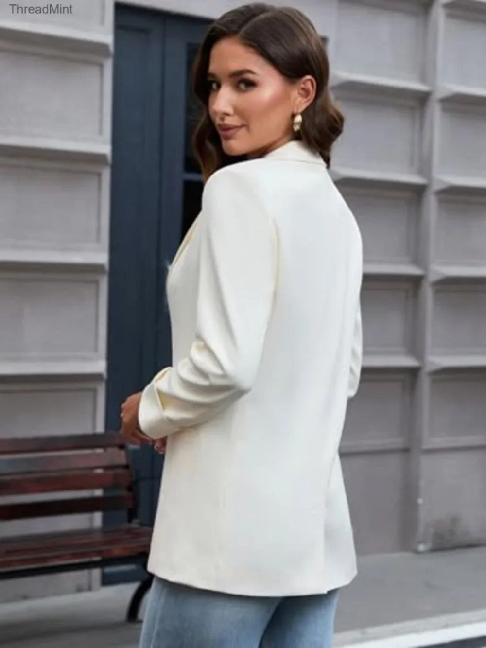 Women Business Casual Blazer 9/10 Sleeve Work Office Jacket with Pockets